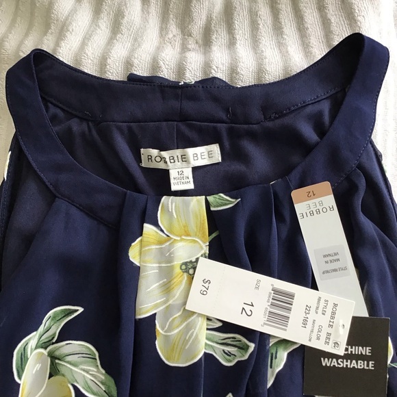 NWT - ROBBIE BEE WOMEN CLASSIC ROYAL BLUE AND FLORAL MAXI DRESS SIZE 12 - Picture 7 of 9